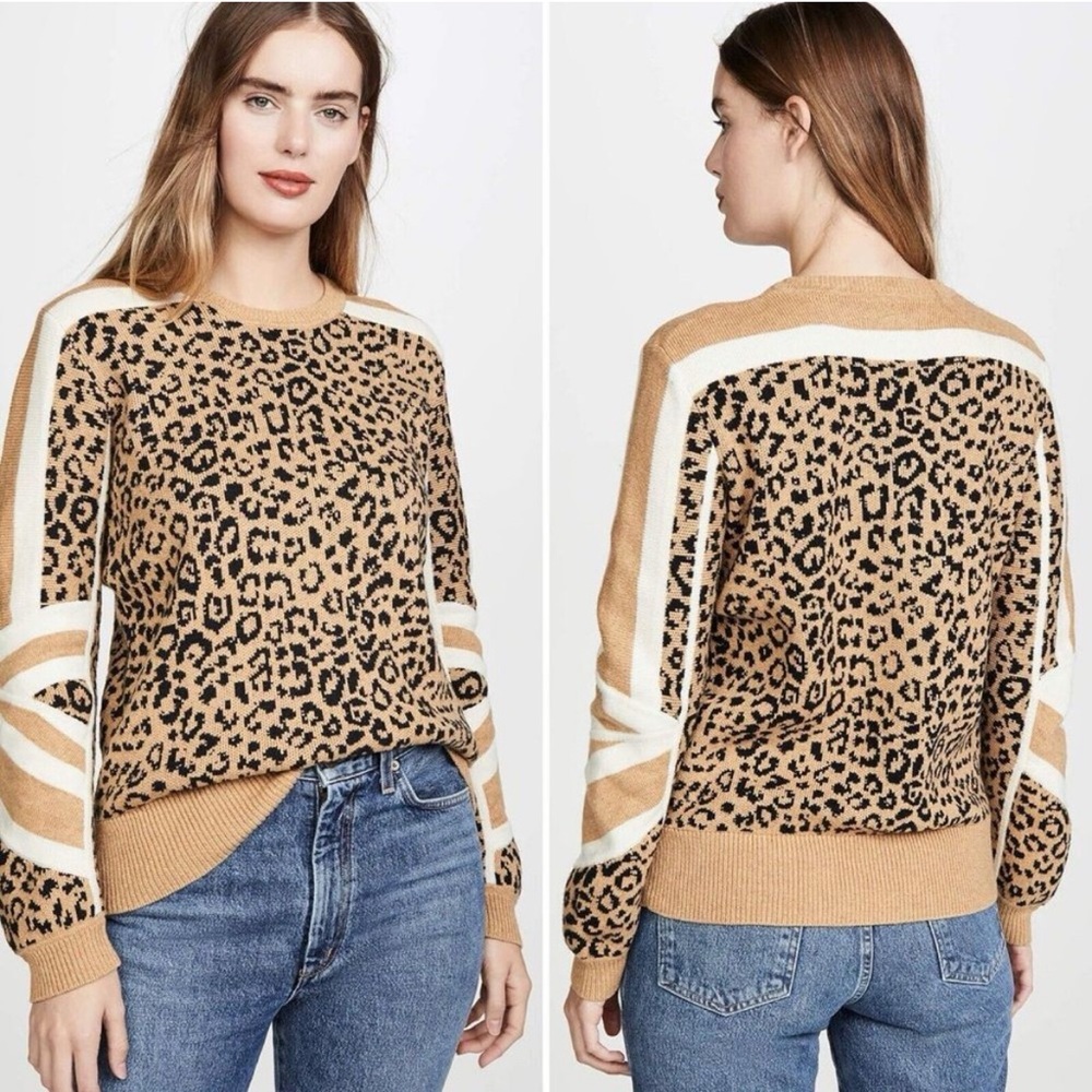 Current/Elliot The Duvall Leopard Print Sweater Wool Cotton Cashmere Maximalist